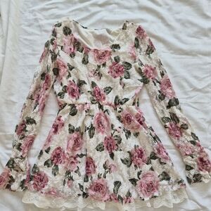 Floral Lace Long Sleeve Dress